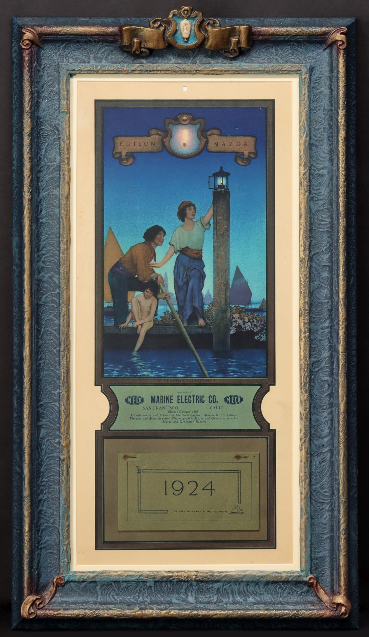 MAXFIELD PARRISH 'LAMPLIGHTER' SM.EDISON MAZDA CALENDAR (1 of 13)