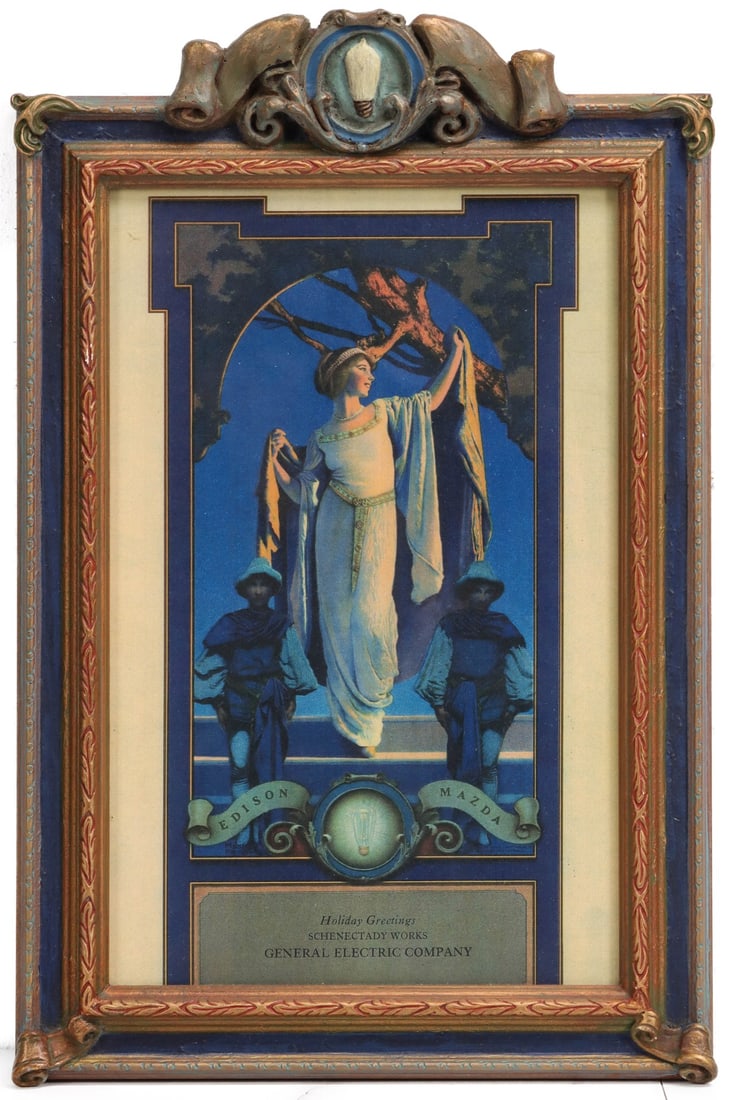 MAXFIELD PARRISH 1919 SMALL EDISON MAZDA CALENDAR TOP (1 of 8)