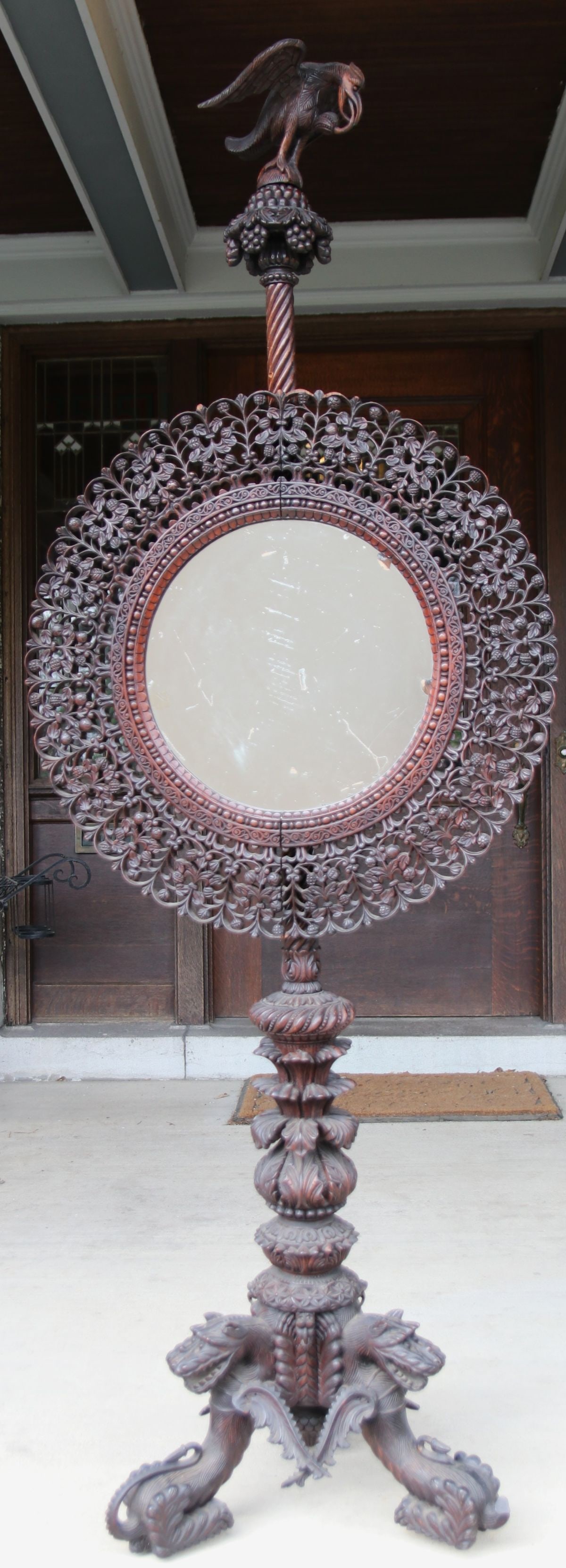 A PROFUSELY CARVED ANGLO INDIAN DRESSING MIRROR (1 of 12)