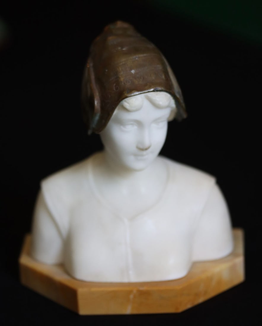 A BRONZE AND MARBLE BUST CIRCA 1900 (1 of 6)