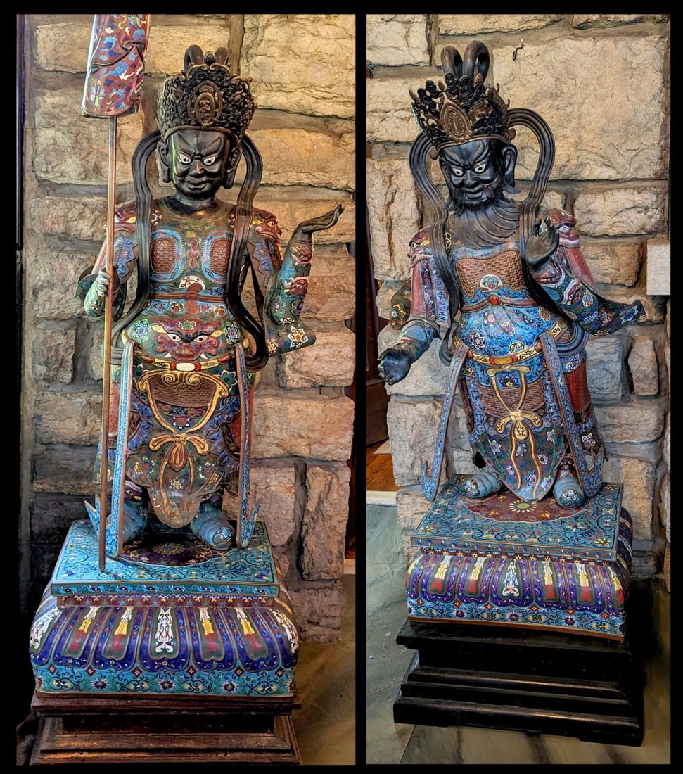 ANTIQUE NEAR LIFE SIZED CHINESE CLOISONNE TOMB GUARDIAN (1 of 20)