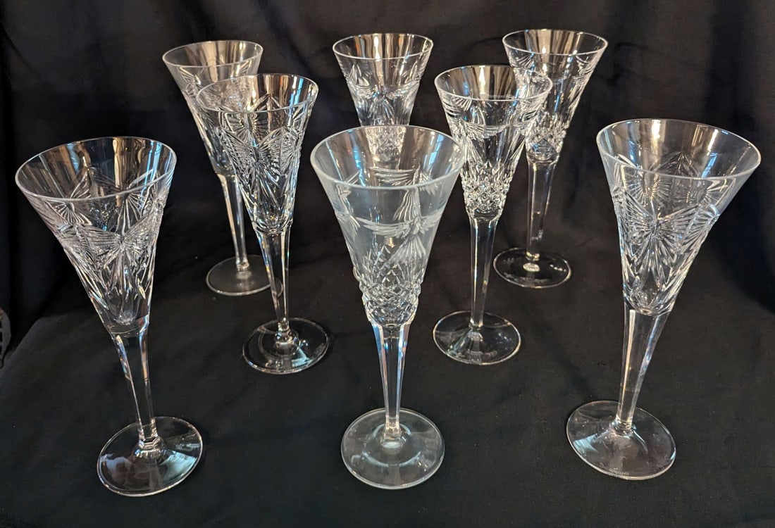 WATERFORD MILLENNIUM CUT CRYSTAL CHAMPAGNE FLUTES (1 of 6)