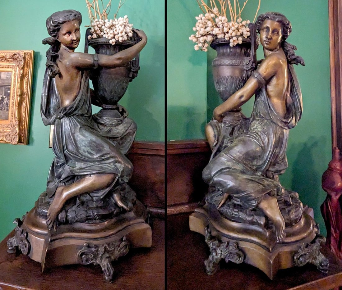 A PAIR OF MODERN BRONZE FIGURES OF CLASSICAL MAIDENS (1 of 12)