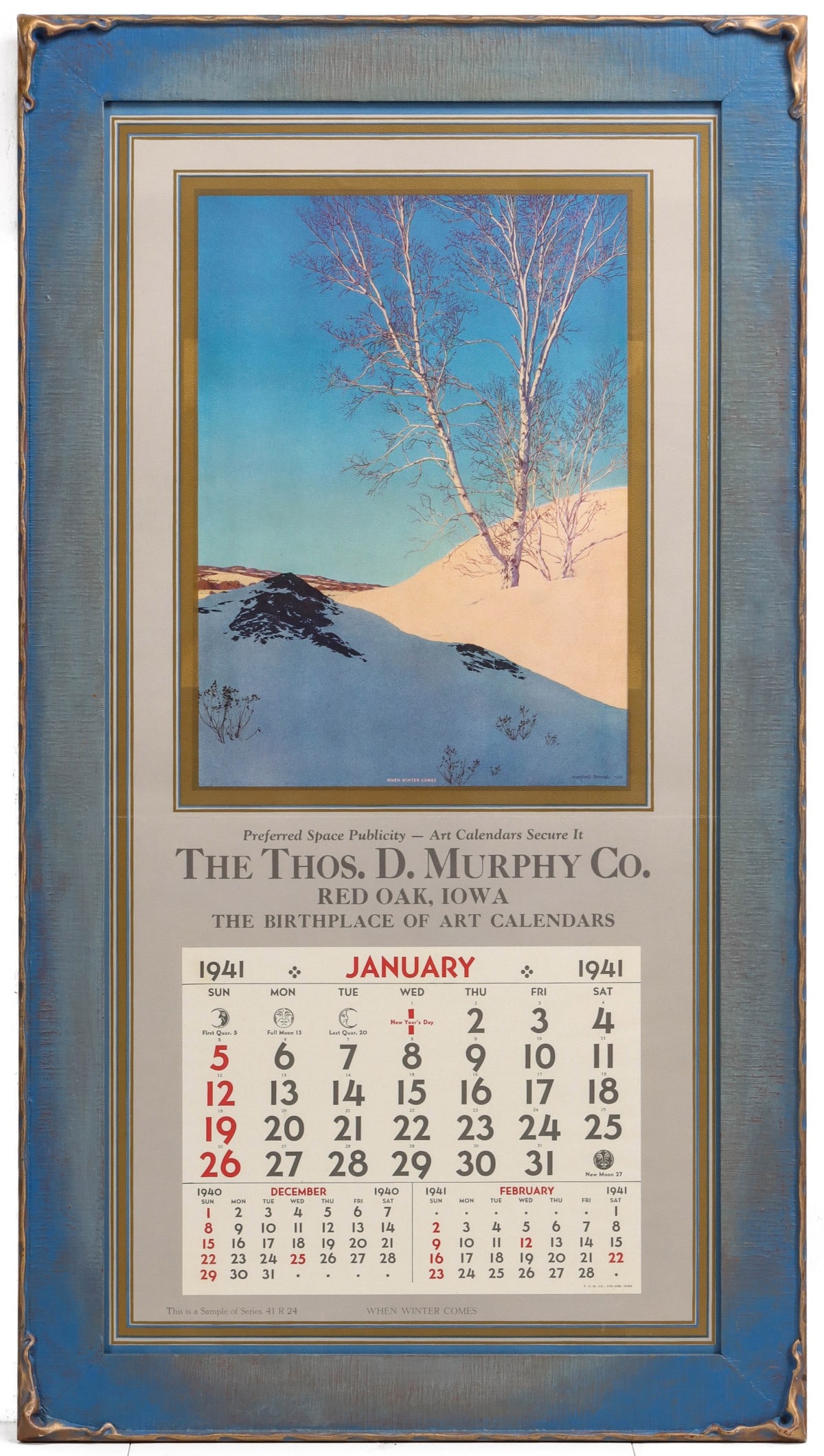 MAXFIELD PARRISH 1941 SALESMAN'S SAMPLE CALENDAR (1 of 11)