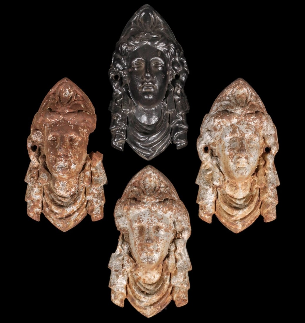 FOUR 19th CENTURY CAST IRON HEADS OF COLUMBIA (1 of 9)