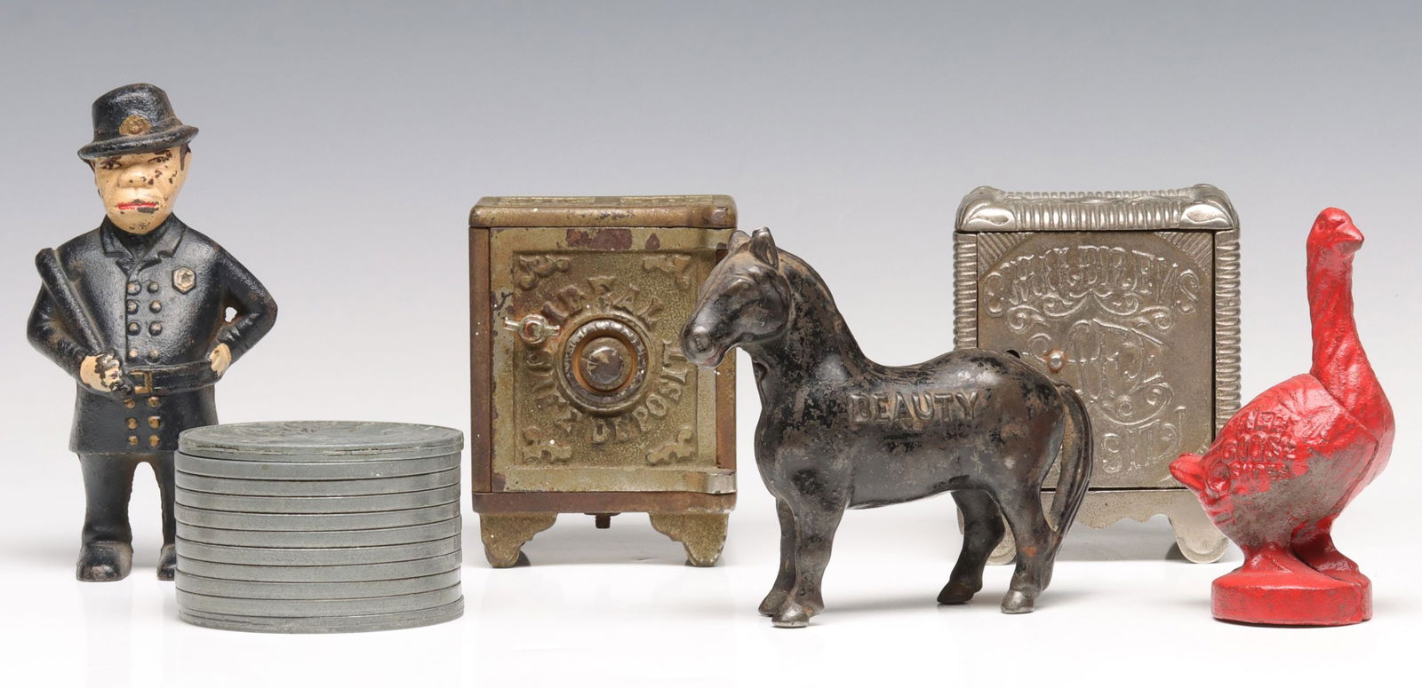 ANTIQUE, VINTAGE AND REPRODUCTION CAST IRON BANKS (1 of 14)