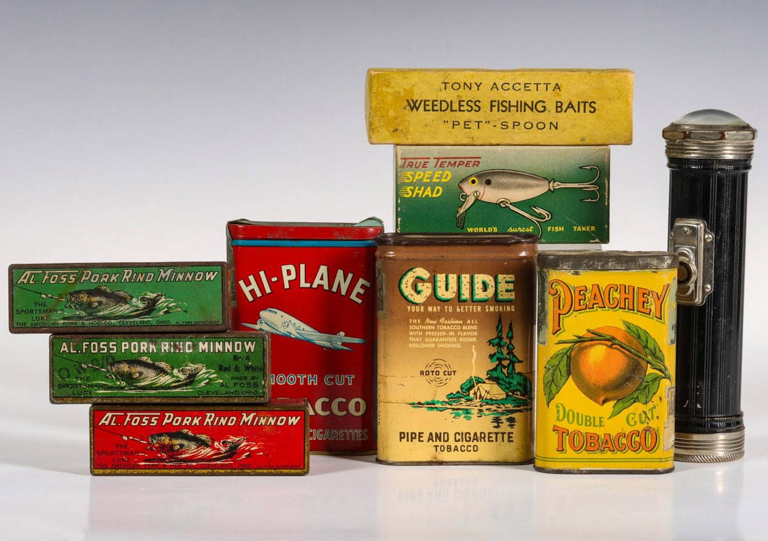 Tobacco Tins, Foss Lure Tins, Fishing Lure Boxes Auction