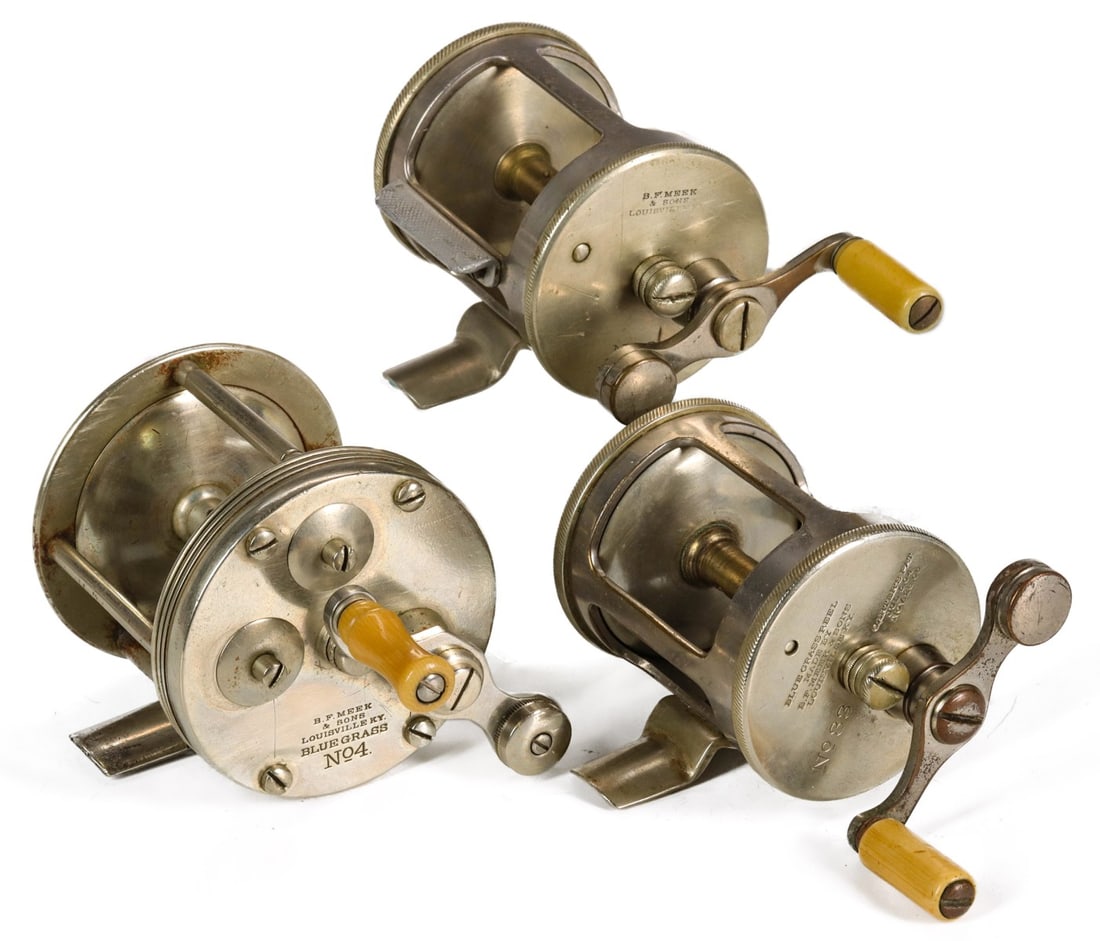 ANTIQUE MEEK REELS NO. 33, NO. 4 AND CARTER'S NO. 33 (1 of 11)