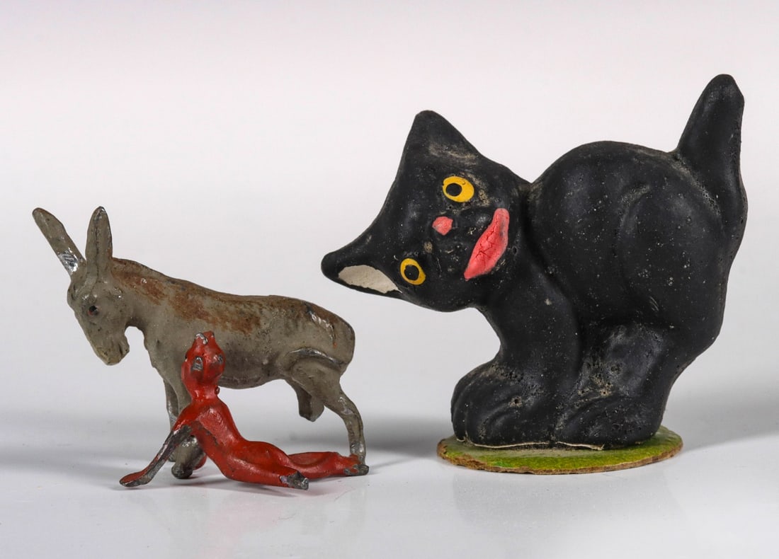 A RARE MINIATURE GERMAN COMPOSITION HALLOWEEN BLACK CAT (1 of 6)