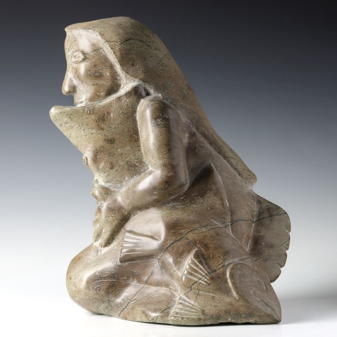 AN INUIT SOAPSTONE CARVING OF THE SEA GODDESS SEDNA (1 of 19)