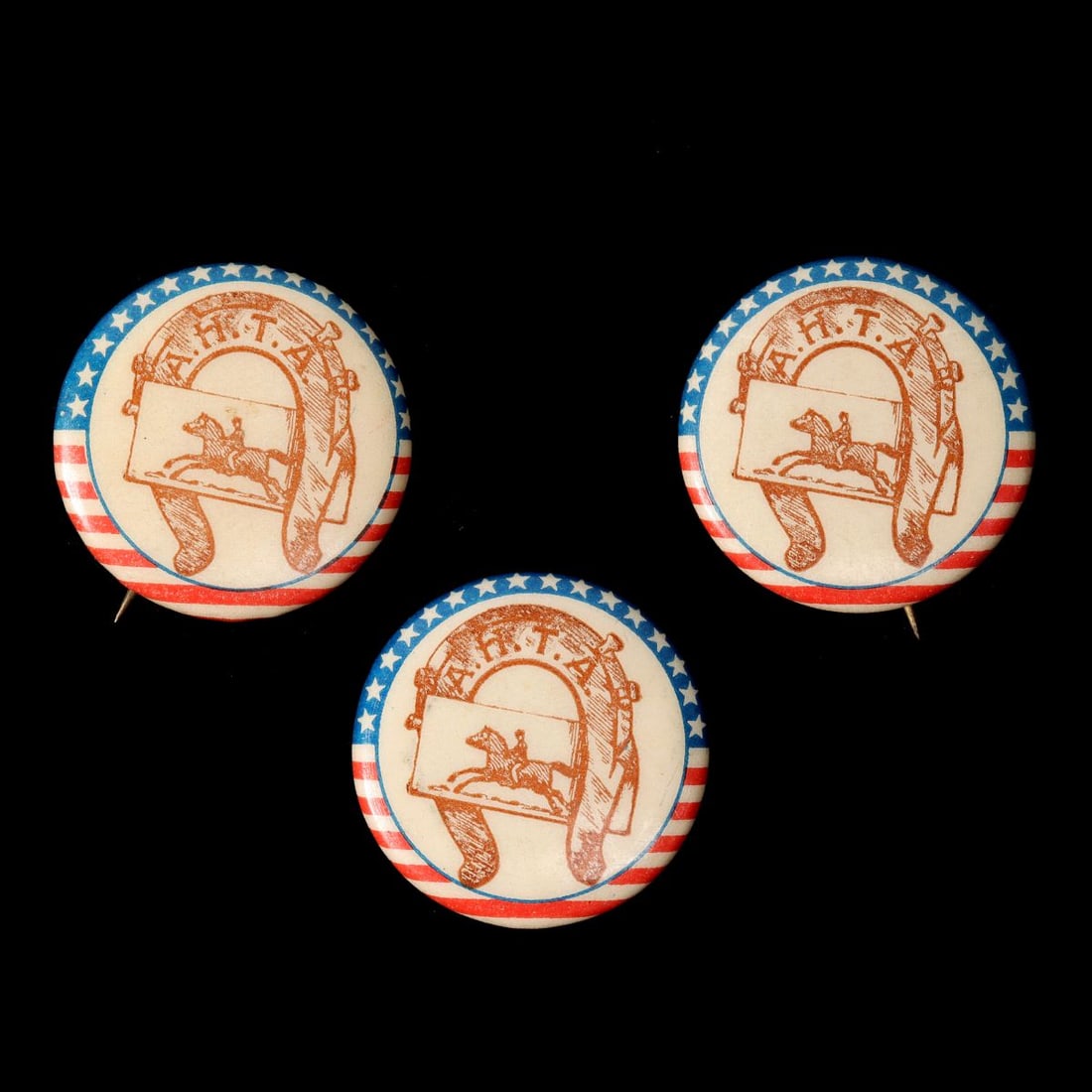 THREE ANTI HORSE THIEF ASSOCIATION PINBACK BUTTONS (1 of 5)