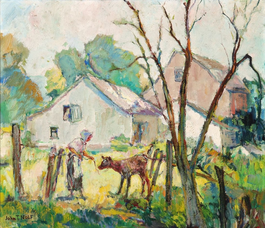 JOHN NOLF (1872-1950) REGIONALIST OIL ON ARTIST'S BOARD (1 of 11)