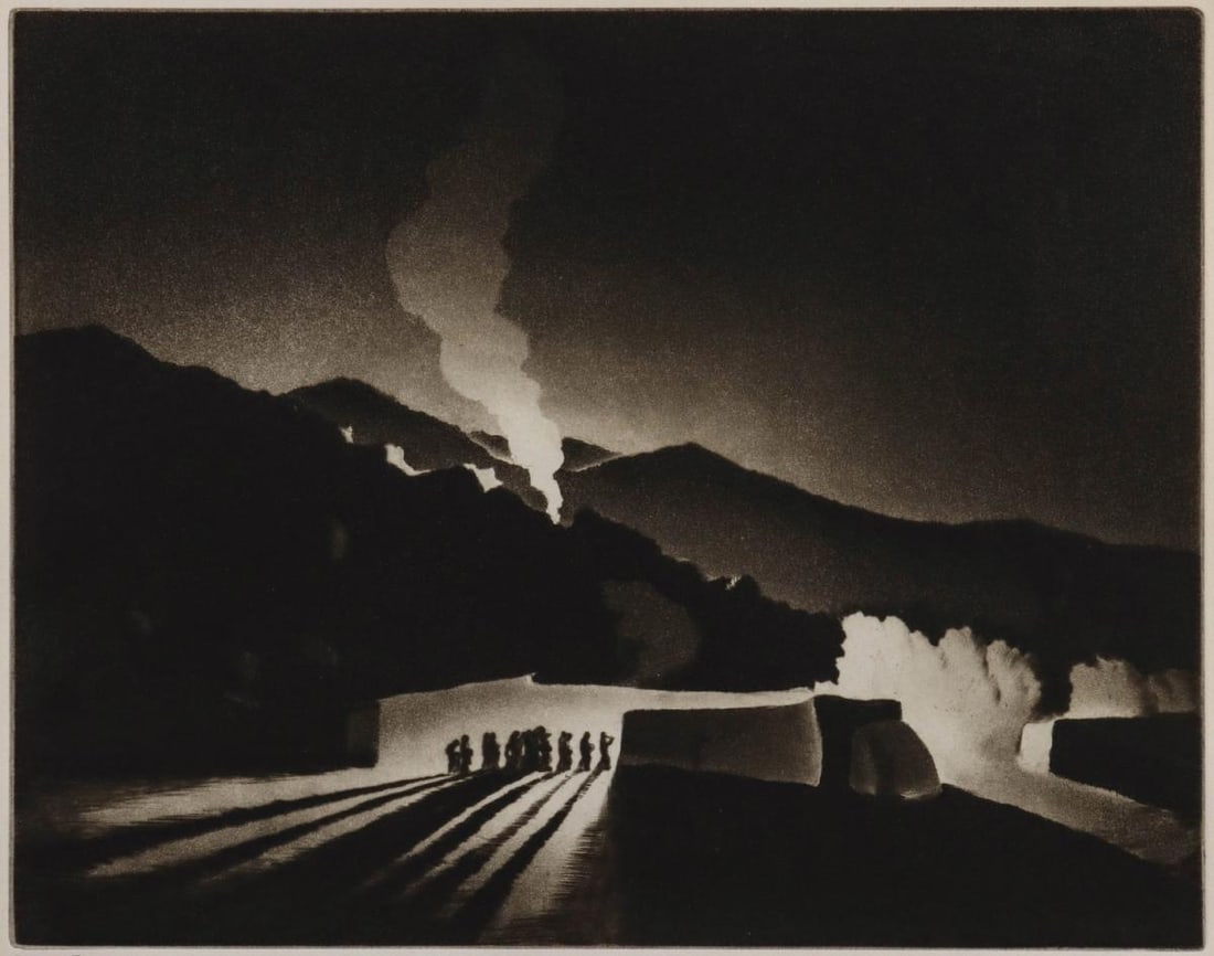 GENE KLOSS (1903-1996) PEITENTE FIRES SIGNED ETCHING (1 of 15)