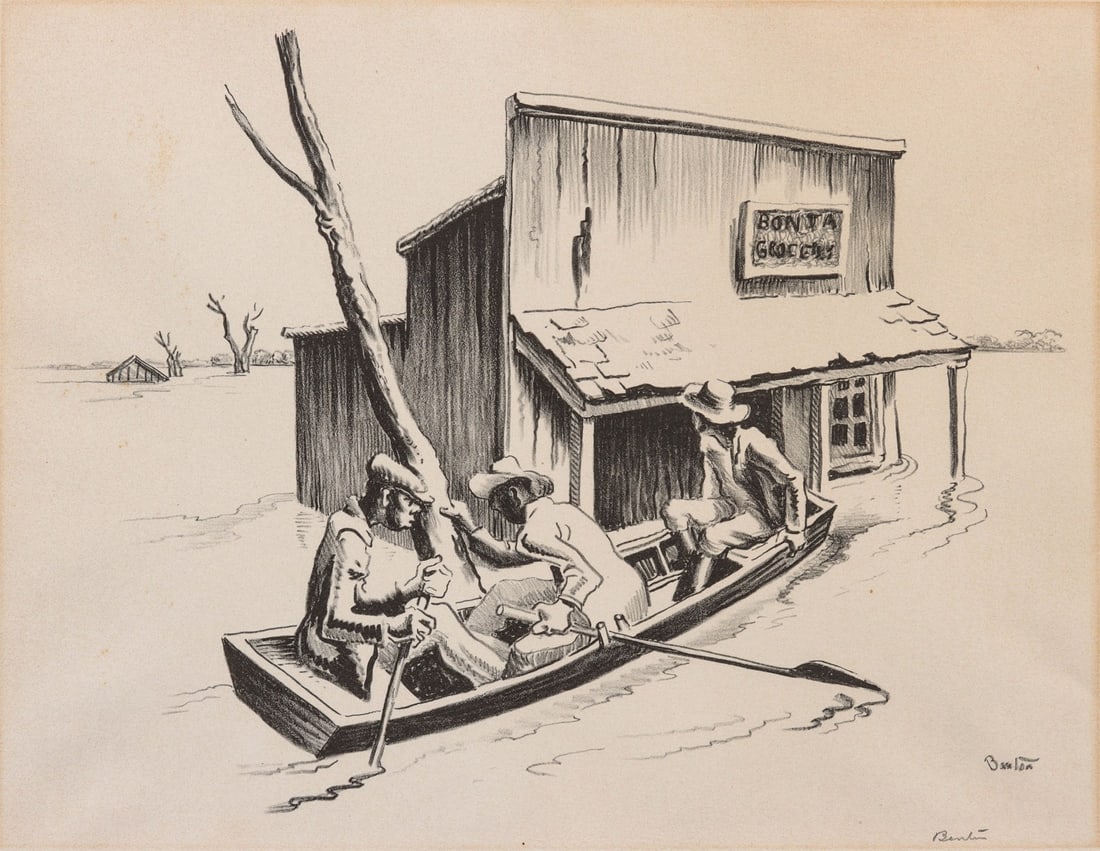 THOMAS HART BENTON (1889-1975) PENCIL SIGNED LITHOGRAPH (1 of 11)