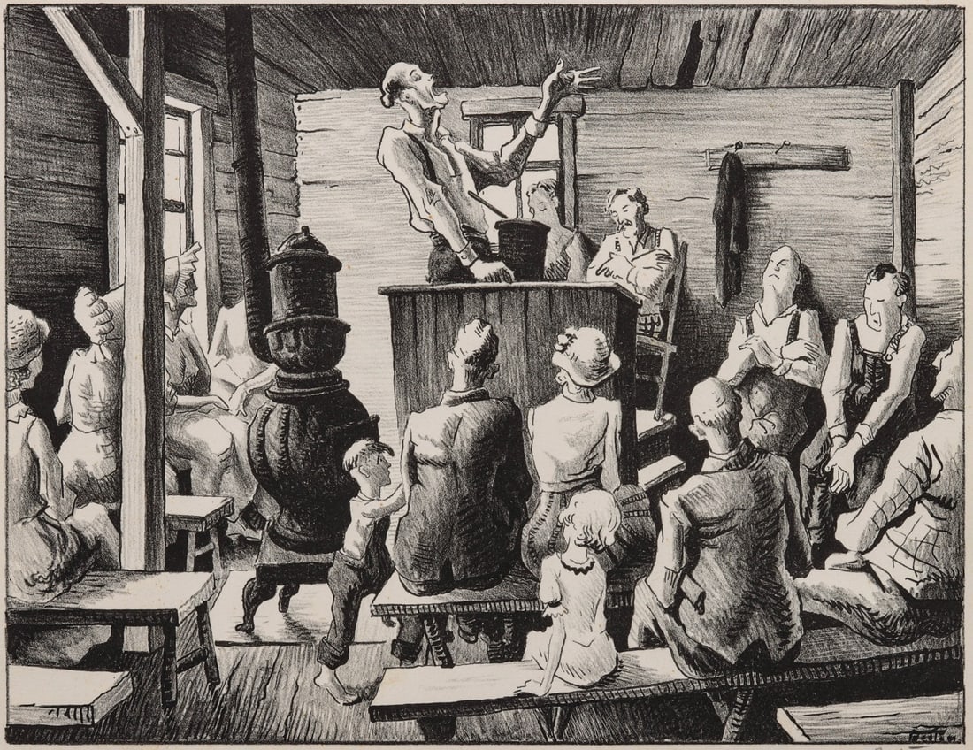 THOMAS HART BENTON (1889-1975) PENCIL SIGNED LITHOGRAPH (1 of 12)