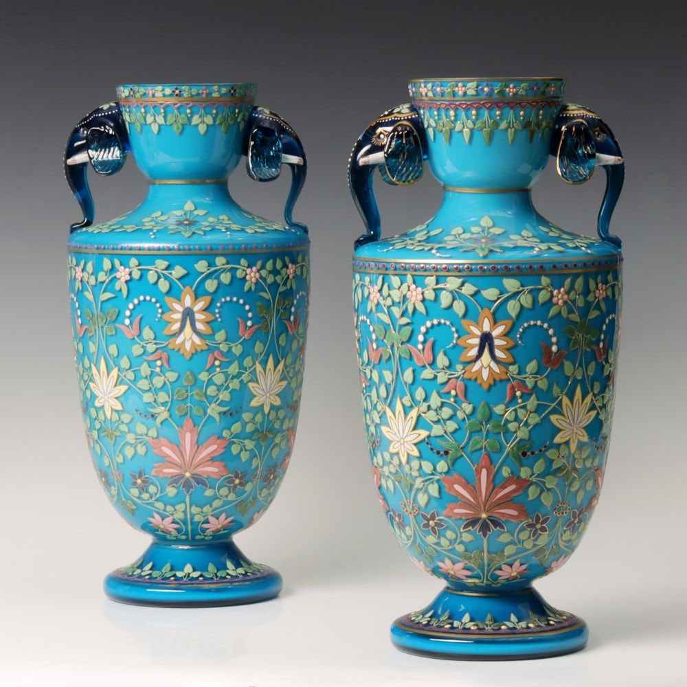 MOSER CLASSICAL FORM URN VASES WITH ELEPHANT HEADS (1 of 20)