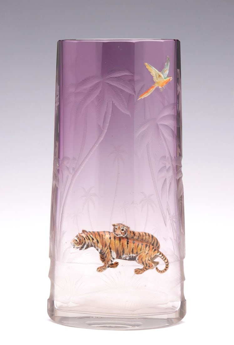 A RARE MOSER VASE WITH TIGERS, EX-KLABIN COLLECTION (1 of 17)