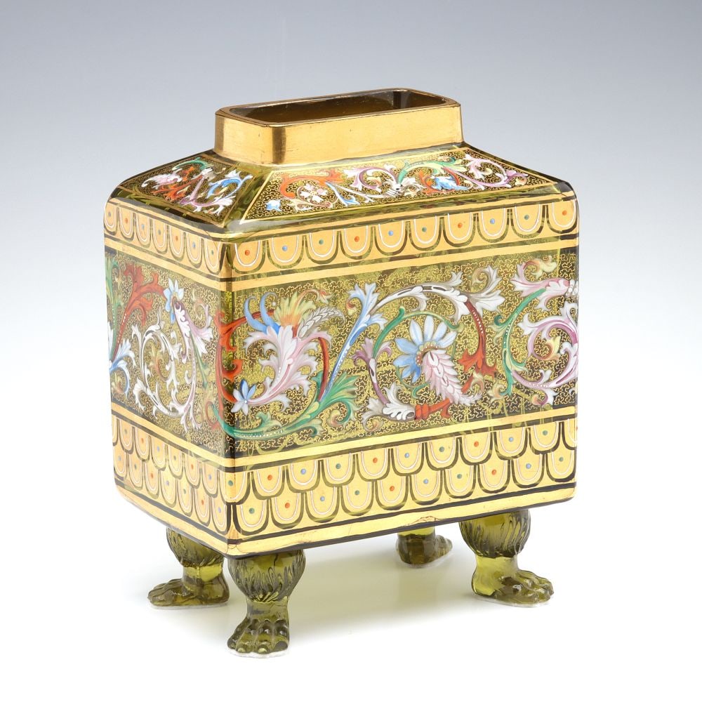 A 19TH C. MOSER ART GLASS SARCOPHAGUS FORM URN (1 of 10)