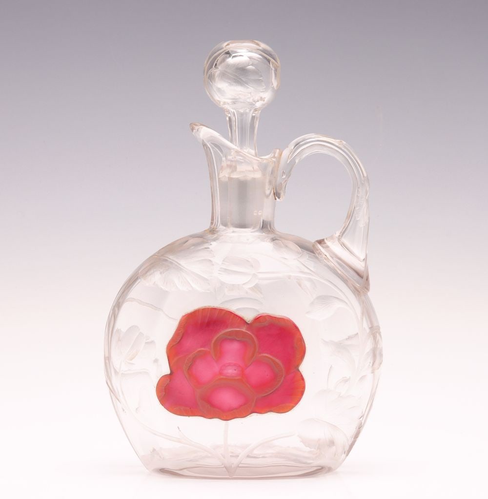 A MOSER ENGRAVED CRYSTAL MARQUETRY JUG WITH CAMEO GLASS (1 of 13)