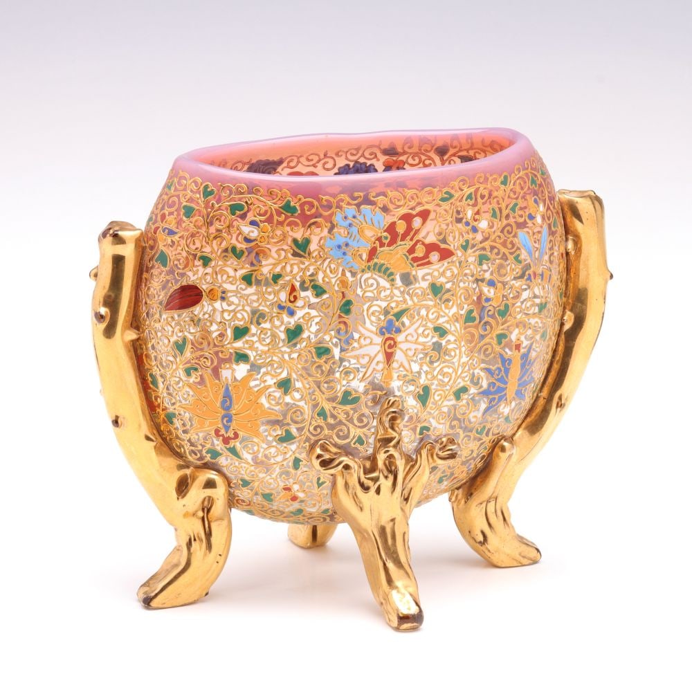 A 19C. MOSER ART GLASS PINK OPALESCENT PILLOW VASE (1 of 10)