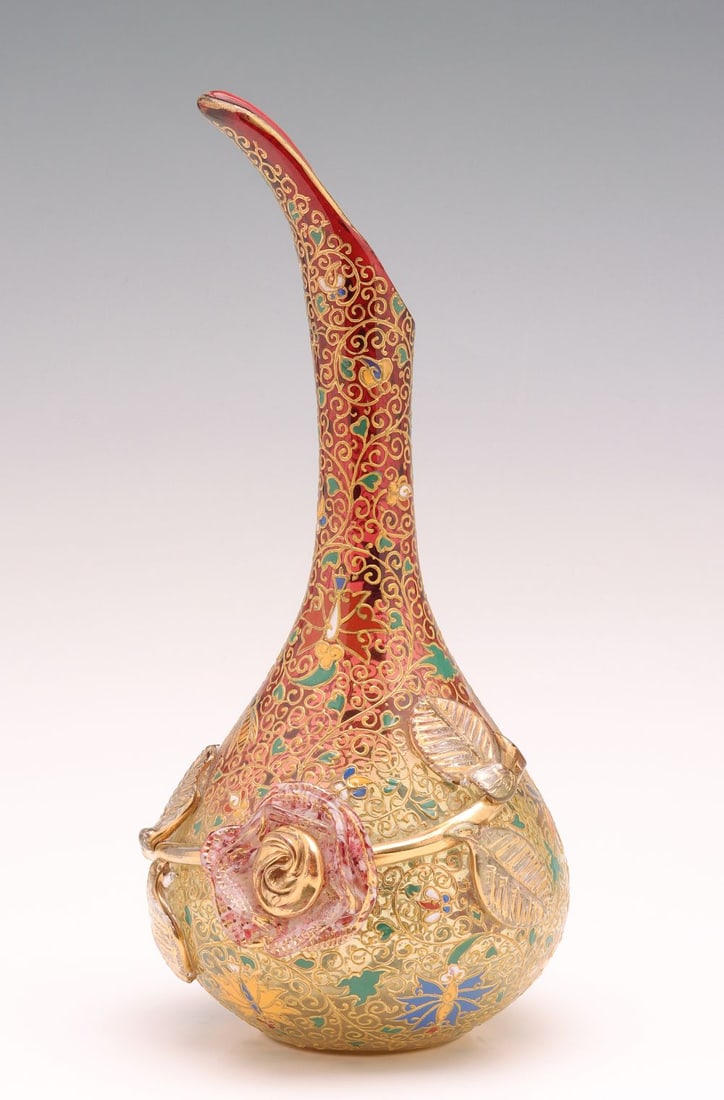 A 19TH CENTURY GILT AND ENAMELED MOSER ART GLASS EWER (1 of 15)