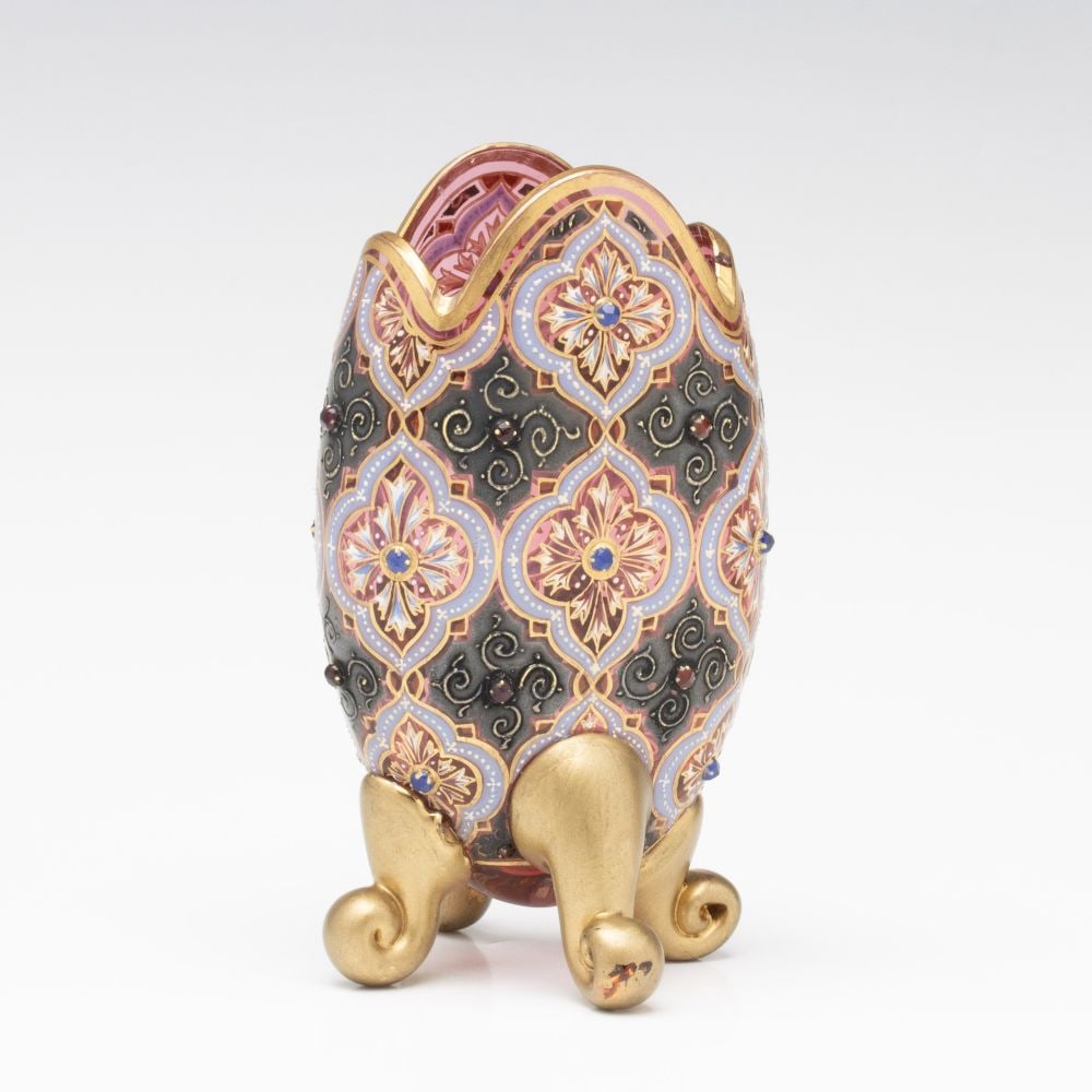 A MINIATURE MOSER GILDED AND ENAMELED VASE WITH JEWELS (1 of 13)