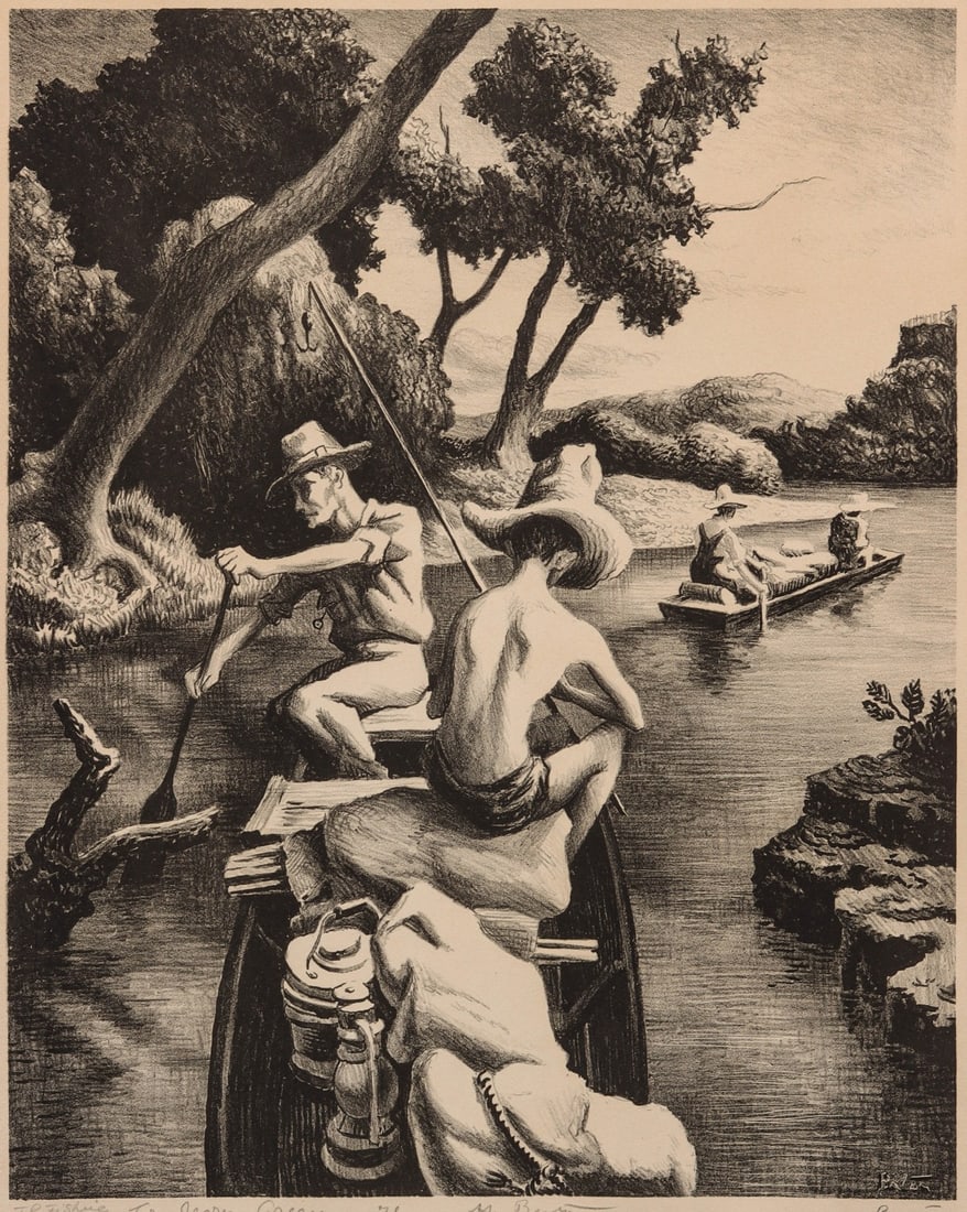 THOMAS HART BENTON (1889-1975) PENCIL SIGNED LITHOGRAPH (1 of 13)