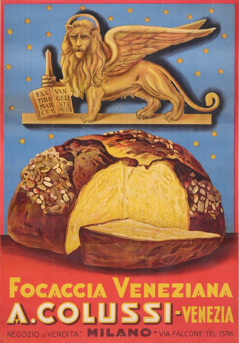 A 1930s ITALIAN POSTER ADVERTISING FOCACCIA VENEZIANA (1 of 19)