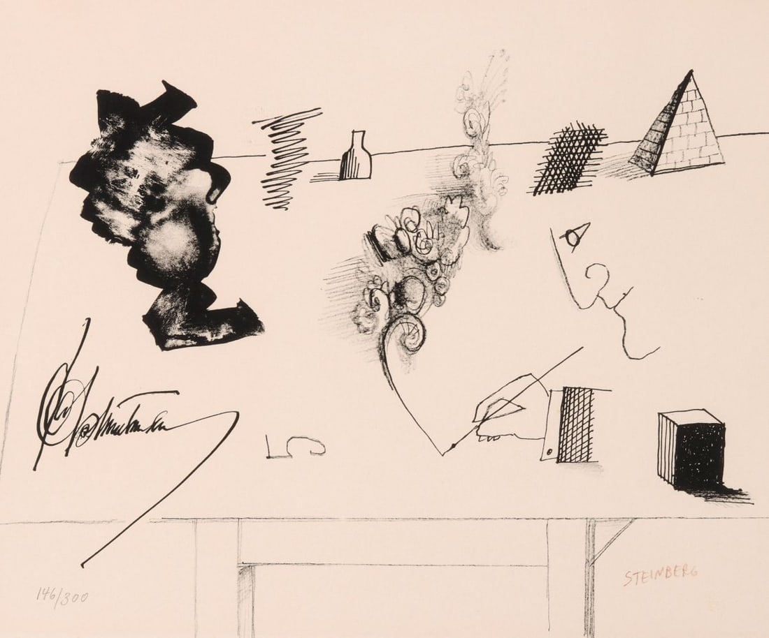 SAUL STEINBERG (1914-1999) PENCIL SIGNED LITHOGRAPH (1 of 5)
