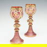TWO LAVISHLY DECORATED MOSER GOBLETS WITH APPLICATIONS