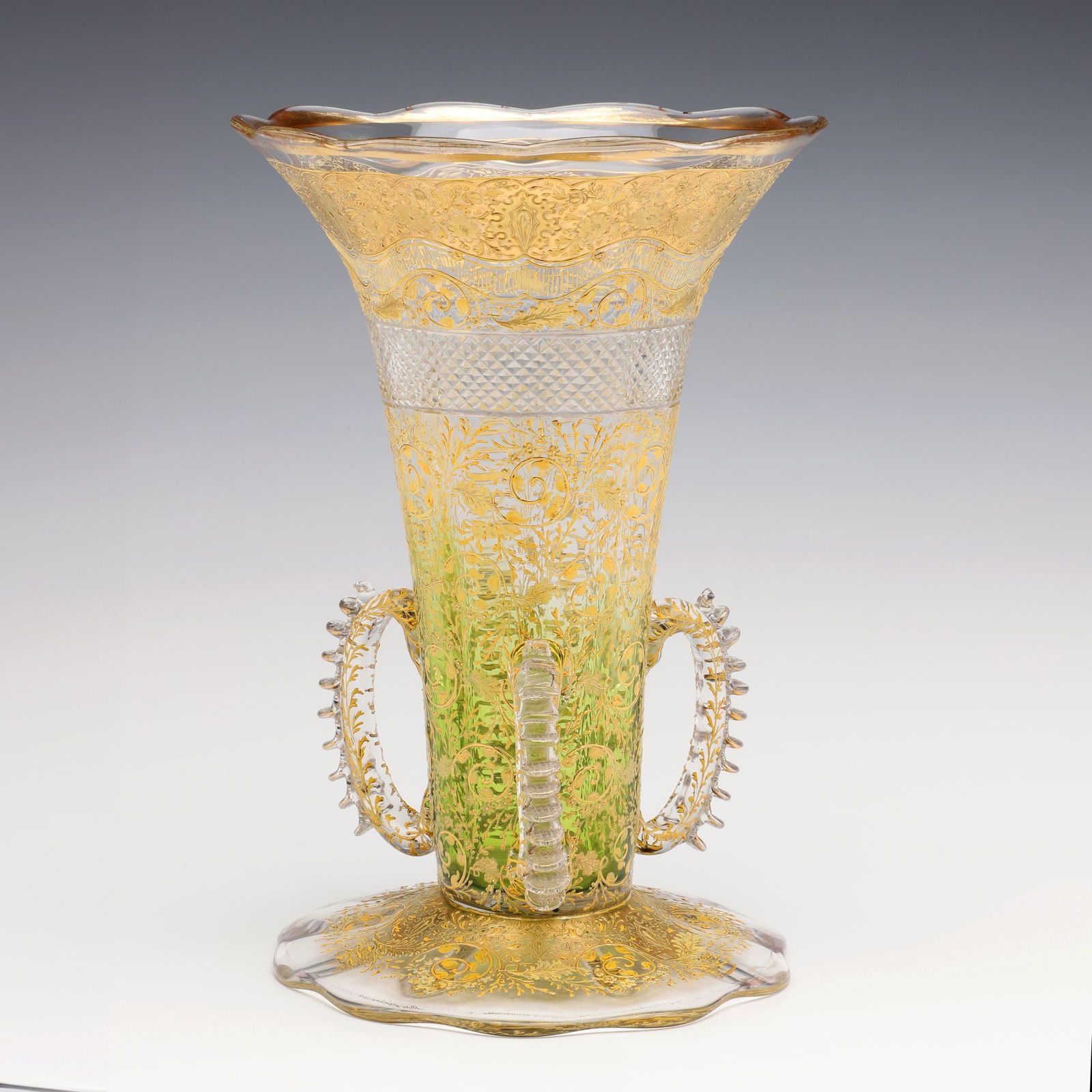 A LARGE MOSER MULTI-TECHNIQUE ART GLASS VASE (1 of 12)