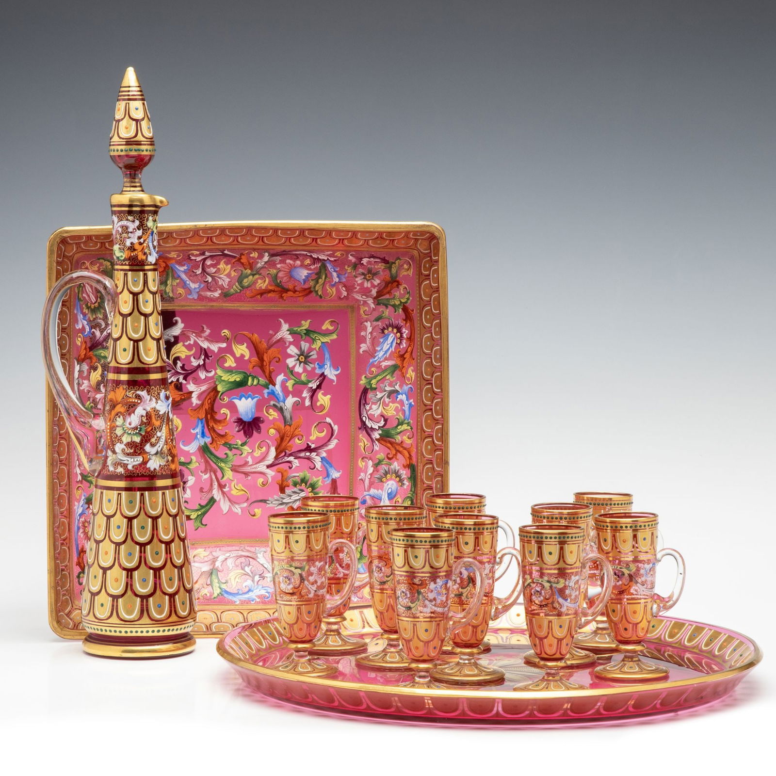 MOSER GILT AND ENAMELED CRANBERRY GLASS CIRCA 1880 (1 of 20)