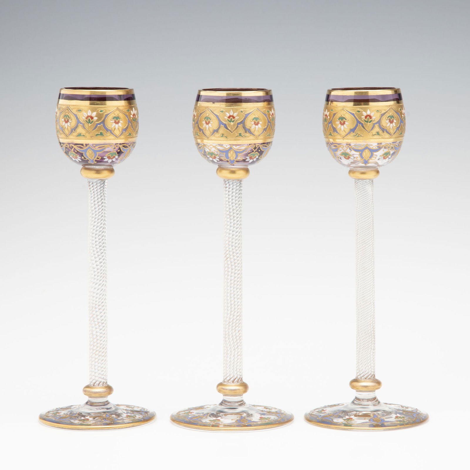 EXCEPTIONAL MOSER QUALITY CORDIALS WITH UNUSUAL STEMS (1 of 11)