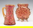 A GROUPING OF GILT AND ENAMEL DECORATED MOSER ART GLASS