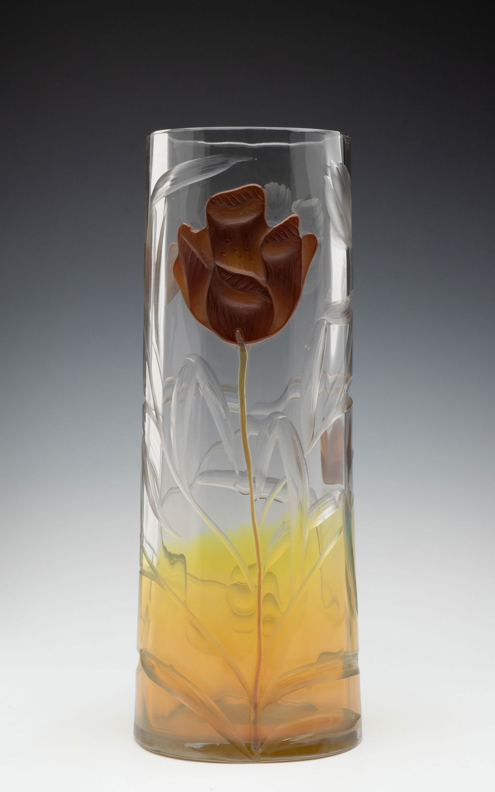 A SUBSTANTIAL MOSER MARQUETRY VASE WITH CARVED BLOSSOM (1 of 16)