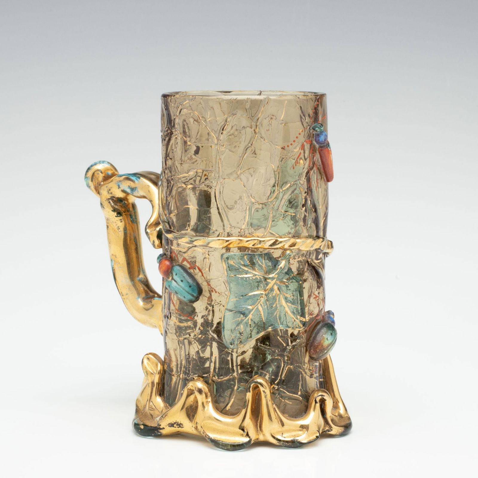 RARE MOSER ART GLASS CUP WITH THREE DIMENSIONAL INSECTS (1 of 11)