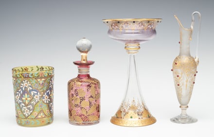 ENAMELED AND 'JEWELED' MOSER AND OTHER ART GLASS