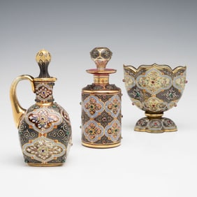 MOSER JEWELED AND ENAMELED MINIATURE CABINET PIECES