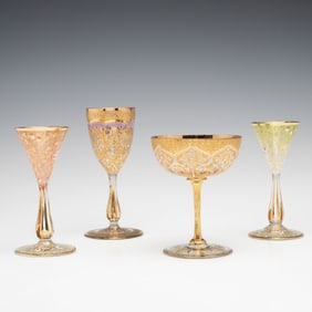MOSER QUALITY STEMWARE WITH DELICATE GILDING IN RELIEF
