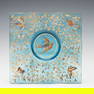 A 19TH C. MOSER BLUE GLASS TRAY WITH BIRD AND INSECTS