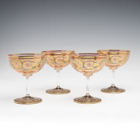 FINE MOSER GILT AND ENAMEL DECORATED LOW CHAMPAGNES