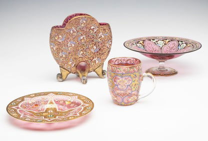 FINE MOSER ART GLASS WITH ISLAMIC INFLUENCE DECORATION