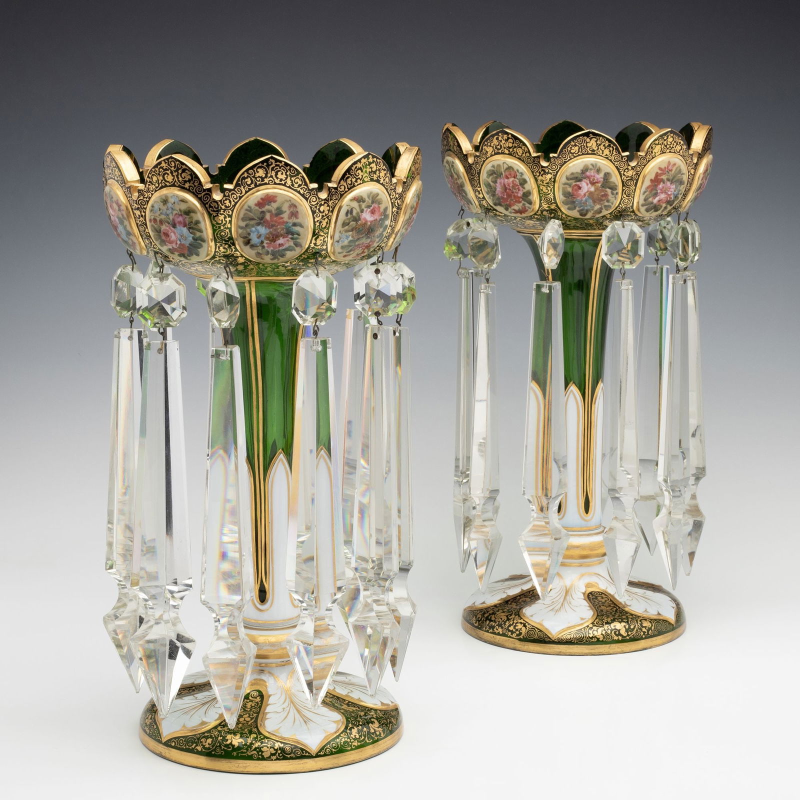 OVERLAID AND CUT BACK BOHEMIAN ART GLASS MANTLE LUSTRES (1 of 15)