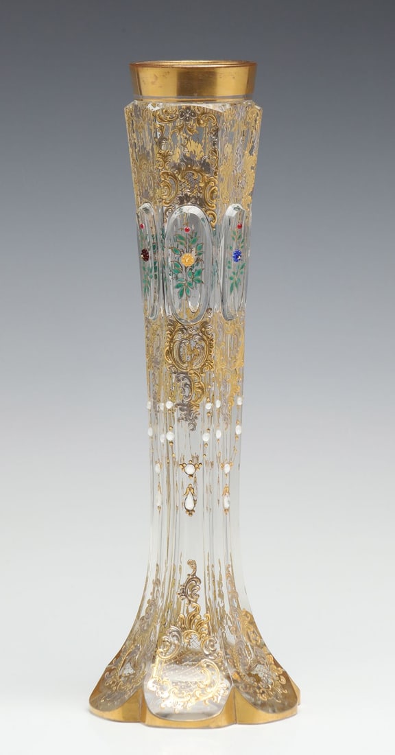 A MOSER VASE WITH CABOCHONS AND MULTI-TECHNIQUE ENAMELS (1 of 12)