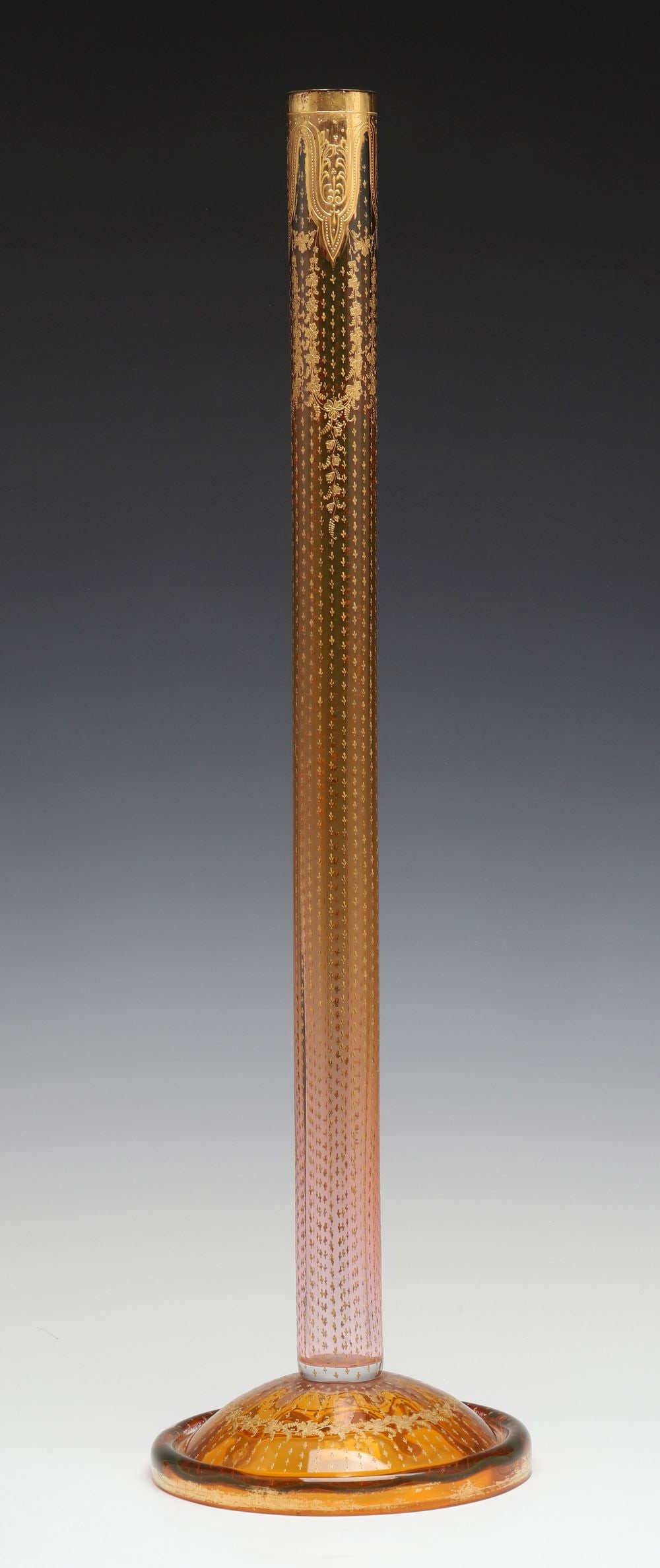 A MOSER BOHEMIAN 24-INCH ROSE SHADED AMBER STICK VASE (1 of 12)