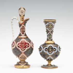 19C JEWELED ARABESQUE ART GLASS MINIATURES SIGNED MOSER