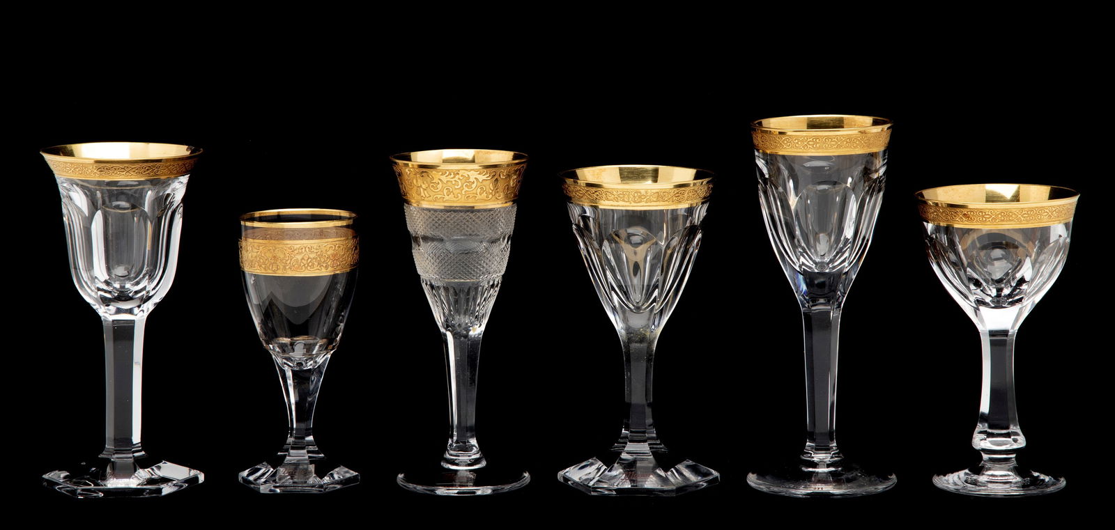 SIX MOSER GOLD ENCRUSTED CORDIALS IN PRESENTATION BOX (1 of 15)