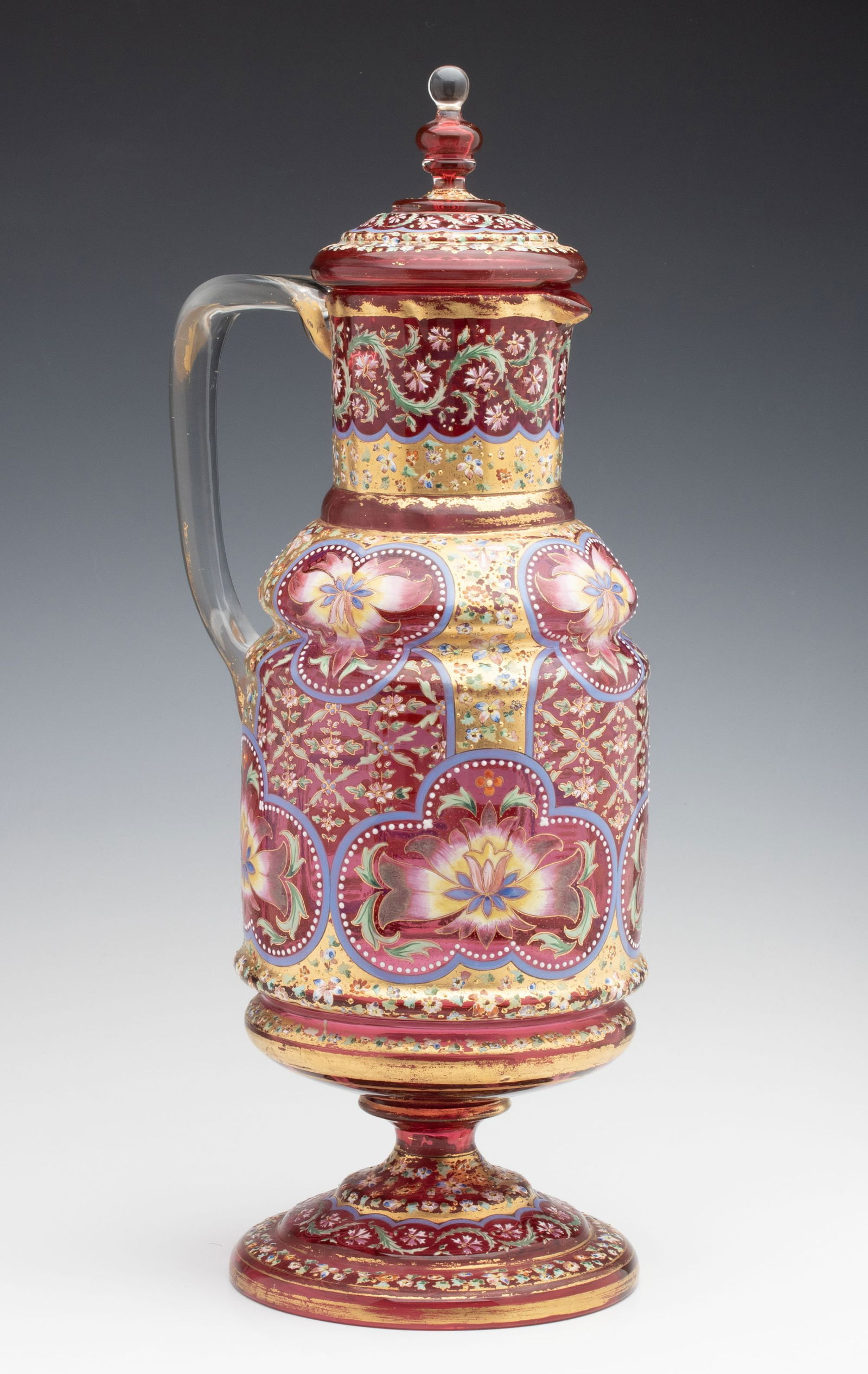 A FINE MOSER 18-INCH GILT AND ENAMEL DECORATED FLAGON (1 of 15)