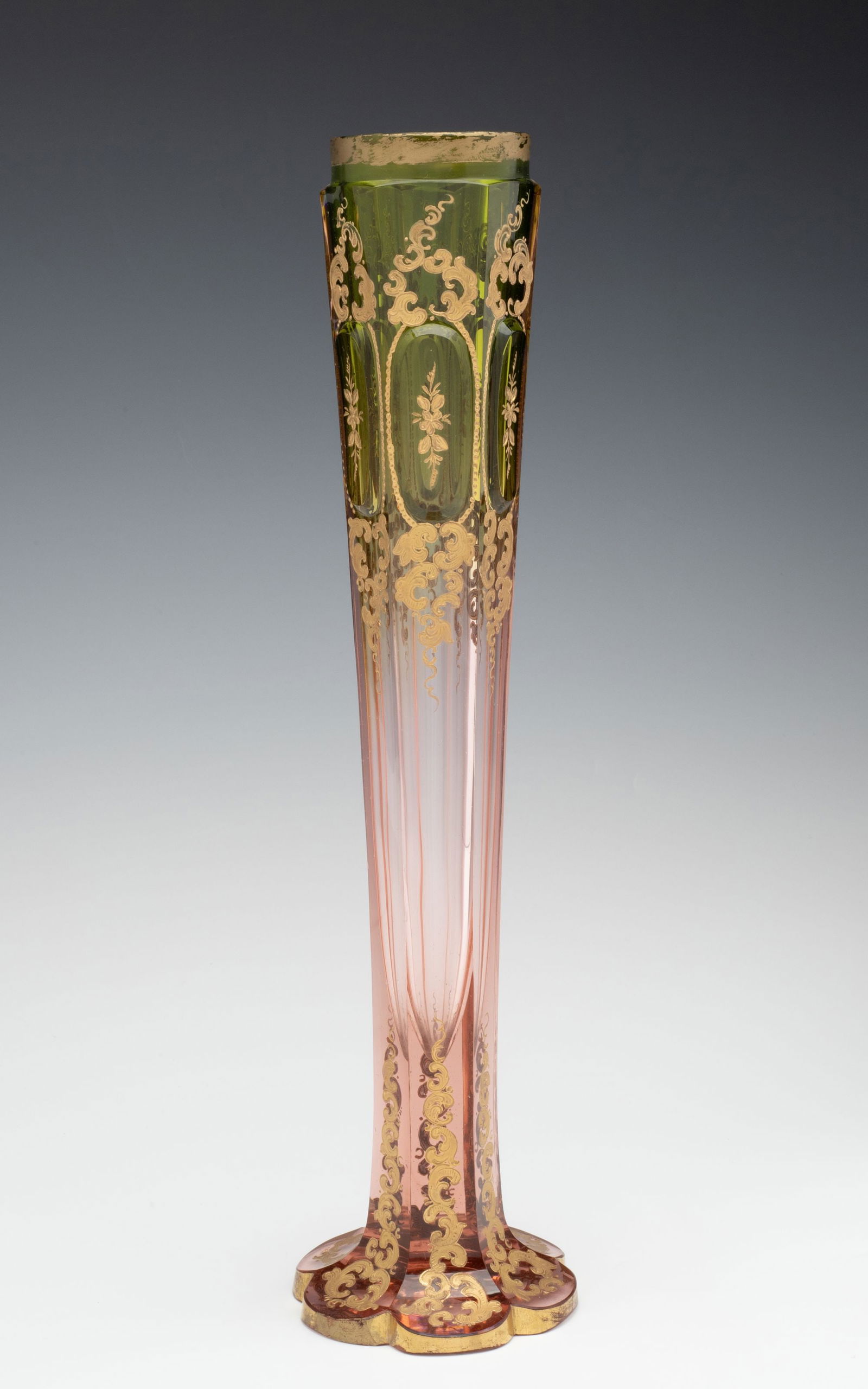 A MOSER PANELED VASE WITH CABOCHONS AND GOLD ENAMELS (1 of 10)