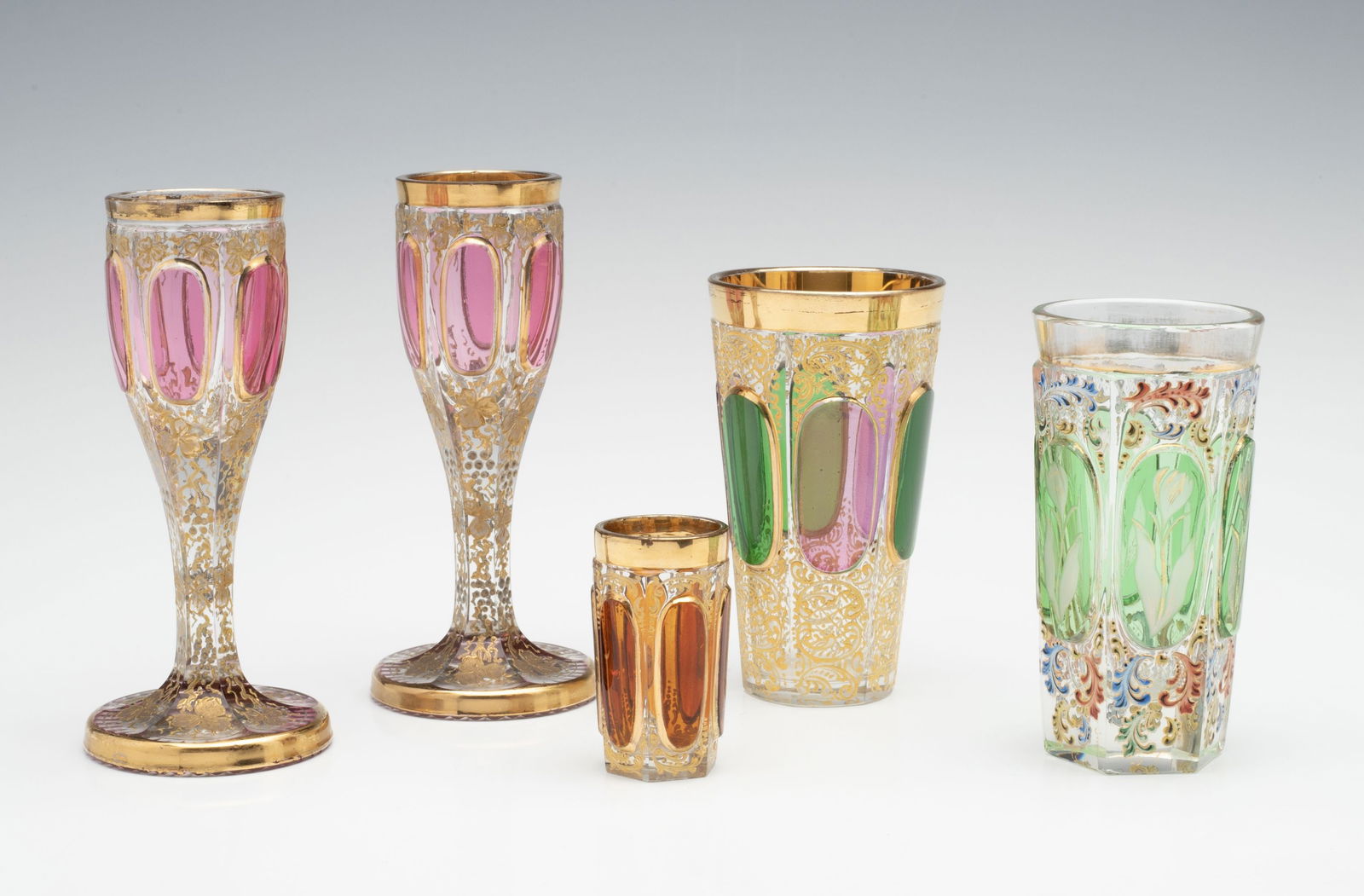 SMALL MOSER AND OTHER TUMBLERS WITH CABOCHONS (1 of 13)